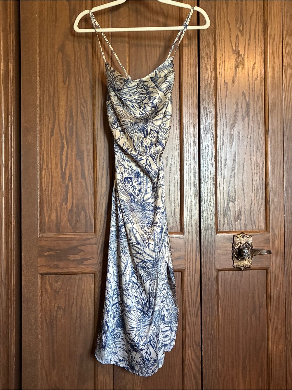 Cider Blue and White Floral Slip Maxi Dress